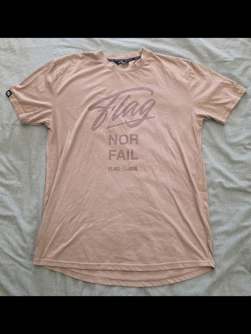 Flag Nor Fail Men's Tan Graphic Tee Size Large